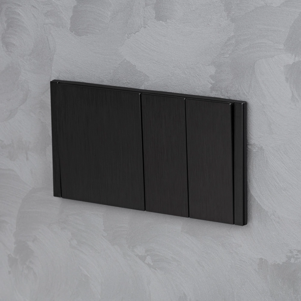 Выключатель двойной черный алюминий без рамки EVERSON Лилиум