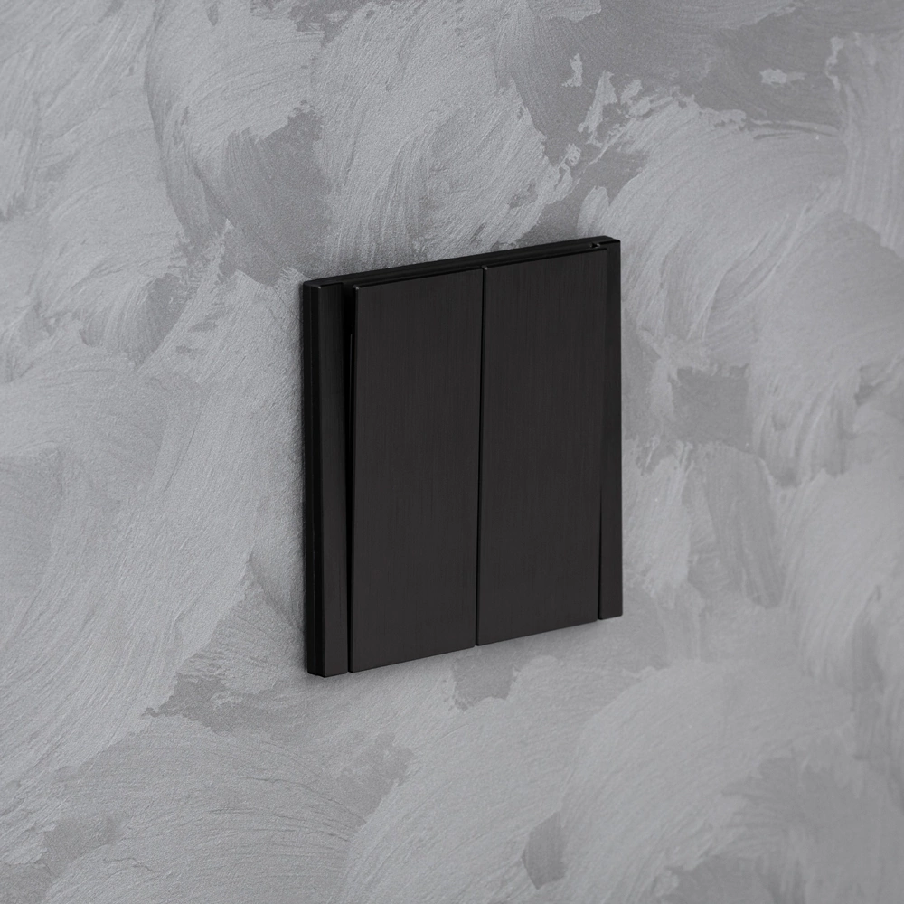 Выключатель двойной черный алюминий без рамки EVERSON Лилиум