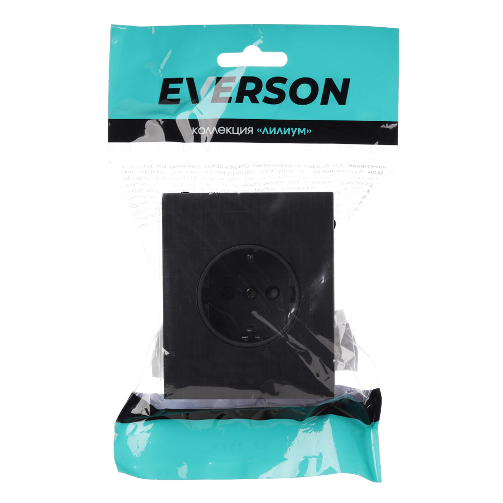 Розетка с заземлением черный алюминий без рамки EVERSON Лилиум