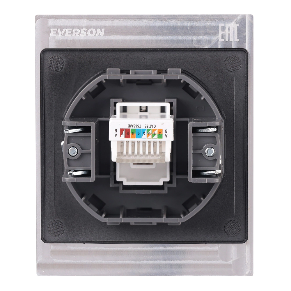 Розетка компьютерная черный алюминий без рамки EVERSON Лилиум