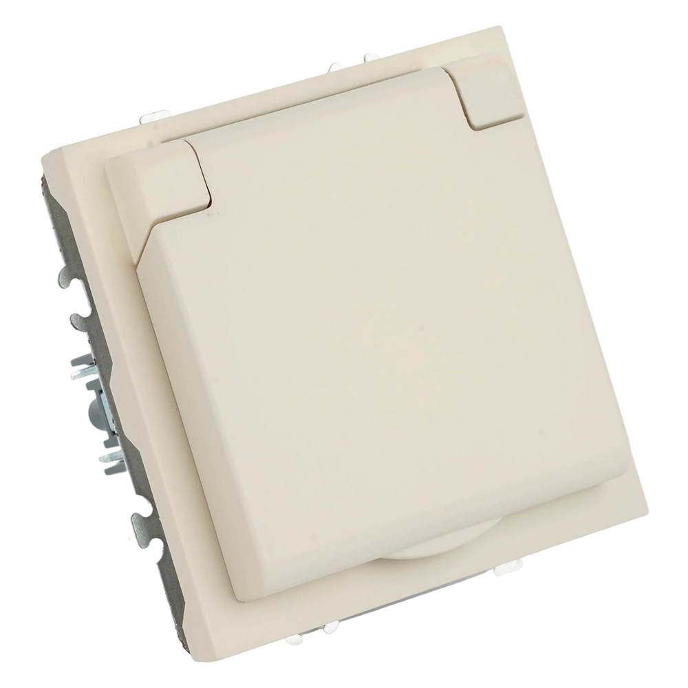 Розетка с заземлением с крышкой кашемир без рамки STEKKER Эмили