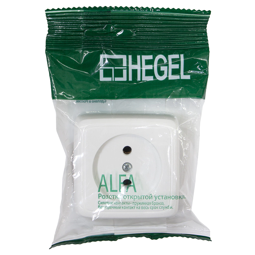 Розетка без заземления белая Hegel