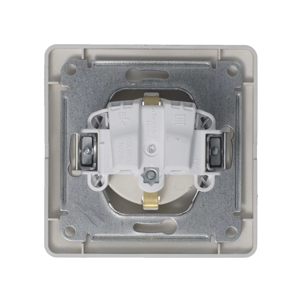 Розетка SE Глосса с заземлением с рамкой платина