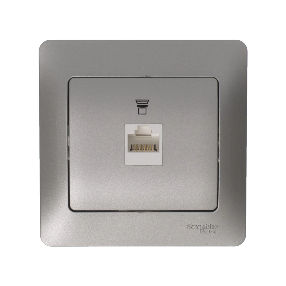 Розетка компьютерная SE Глосса без рамки платина