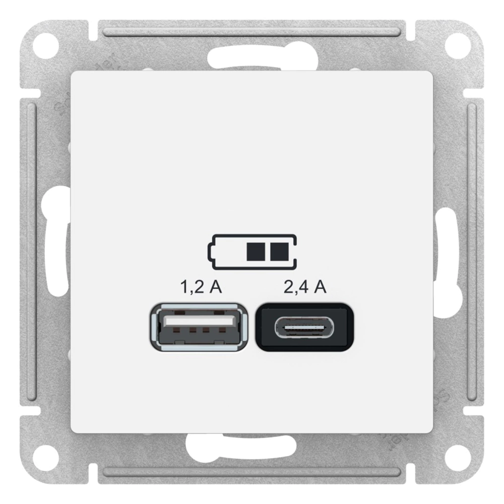 Розетка USB A+C 2,4 A белый без рамки Глосса SE