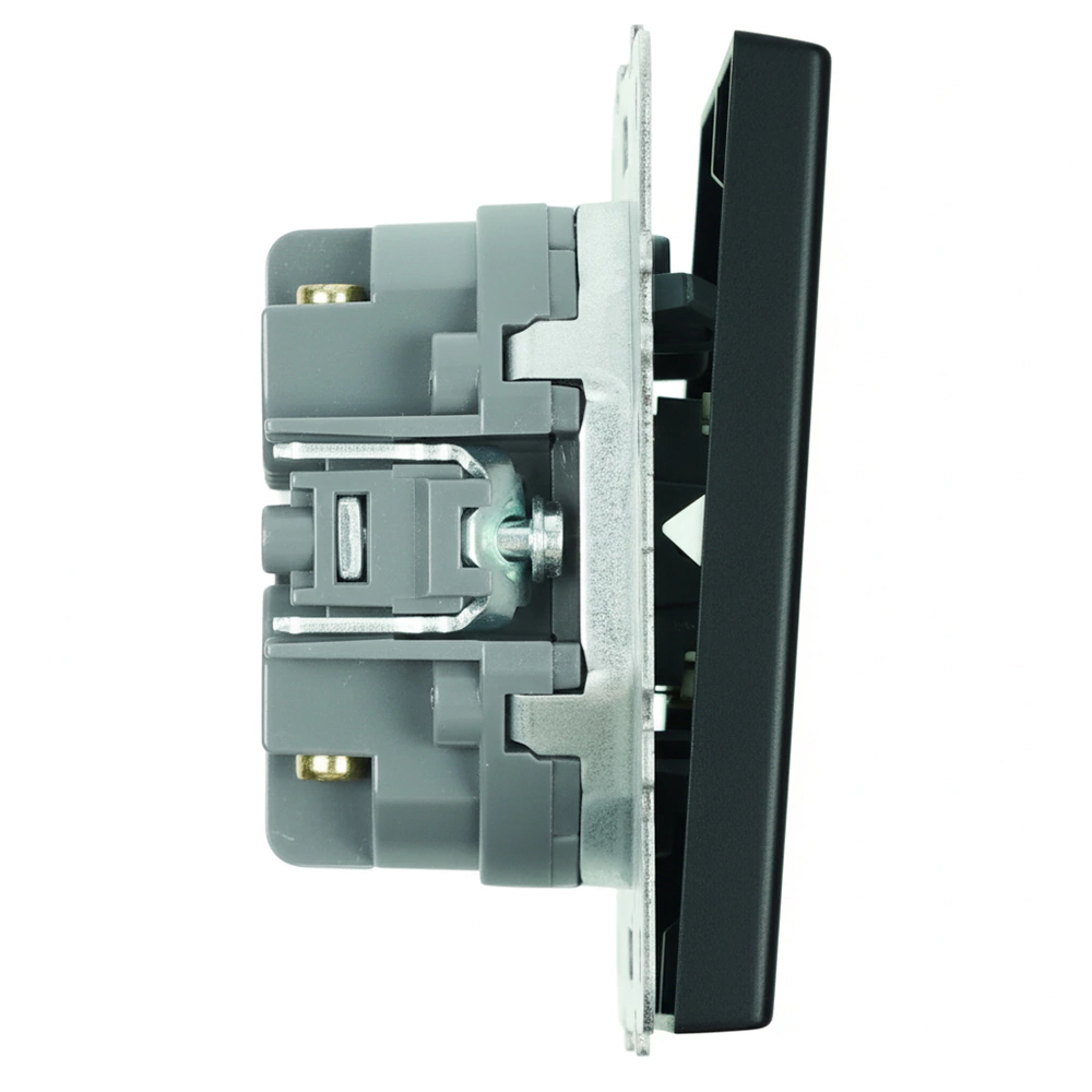 Выключатель двухклавишный перекрестный черный уголь без рамки Эмили STEKKER