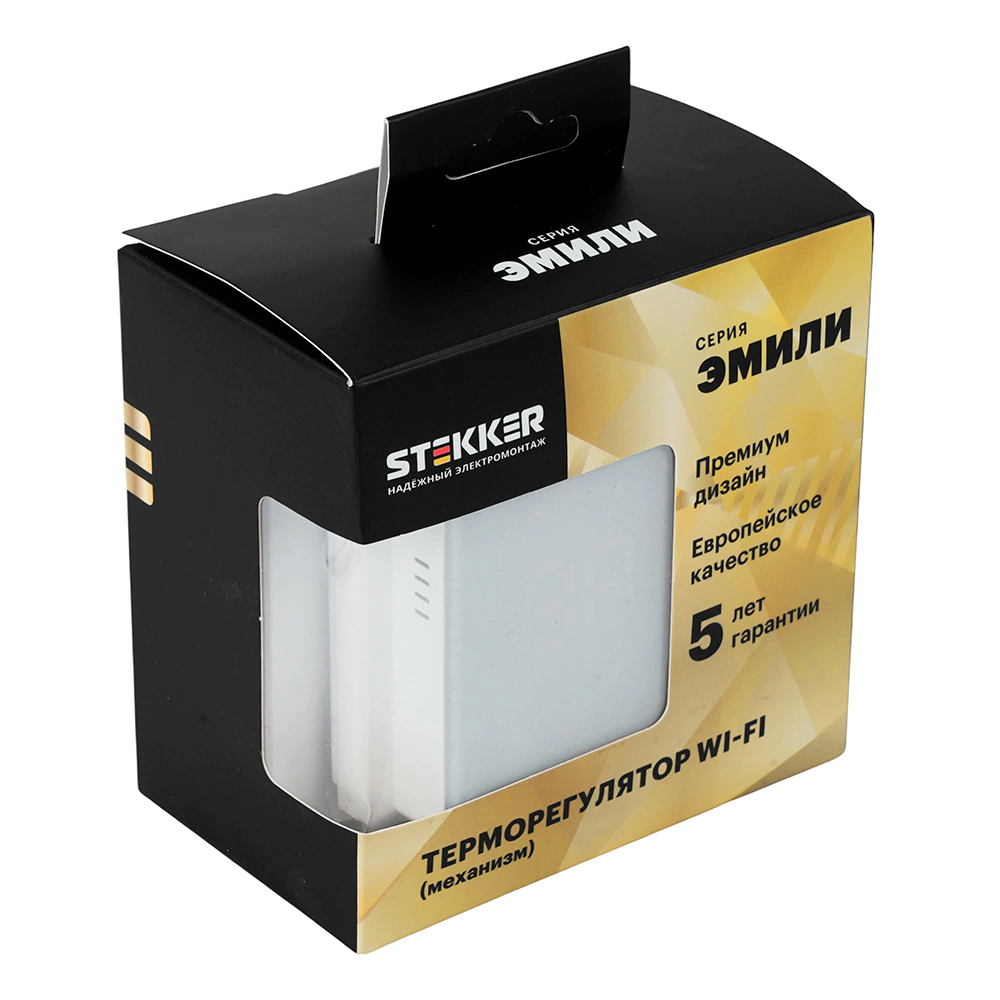 Терморегулятор с Wi-Fi белый фарфор без рамки Эмили STEKKER