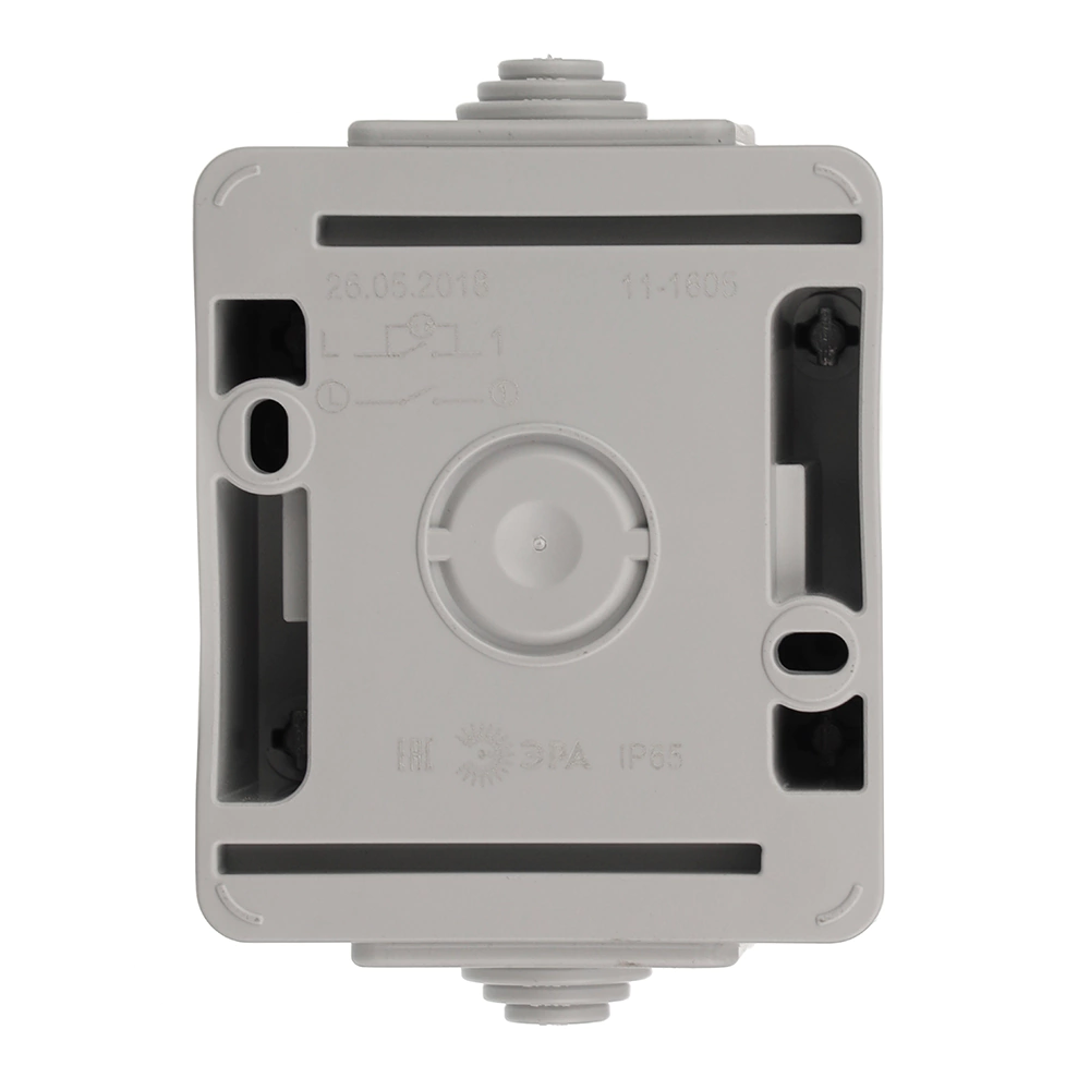 Выключатель двухклавишный Эра Эксперт с подсветкой серый