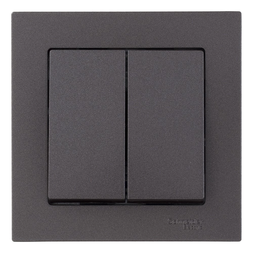 Выключатель двухклавишный SE Атлас Дизайн без рамки мокко