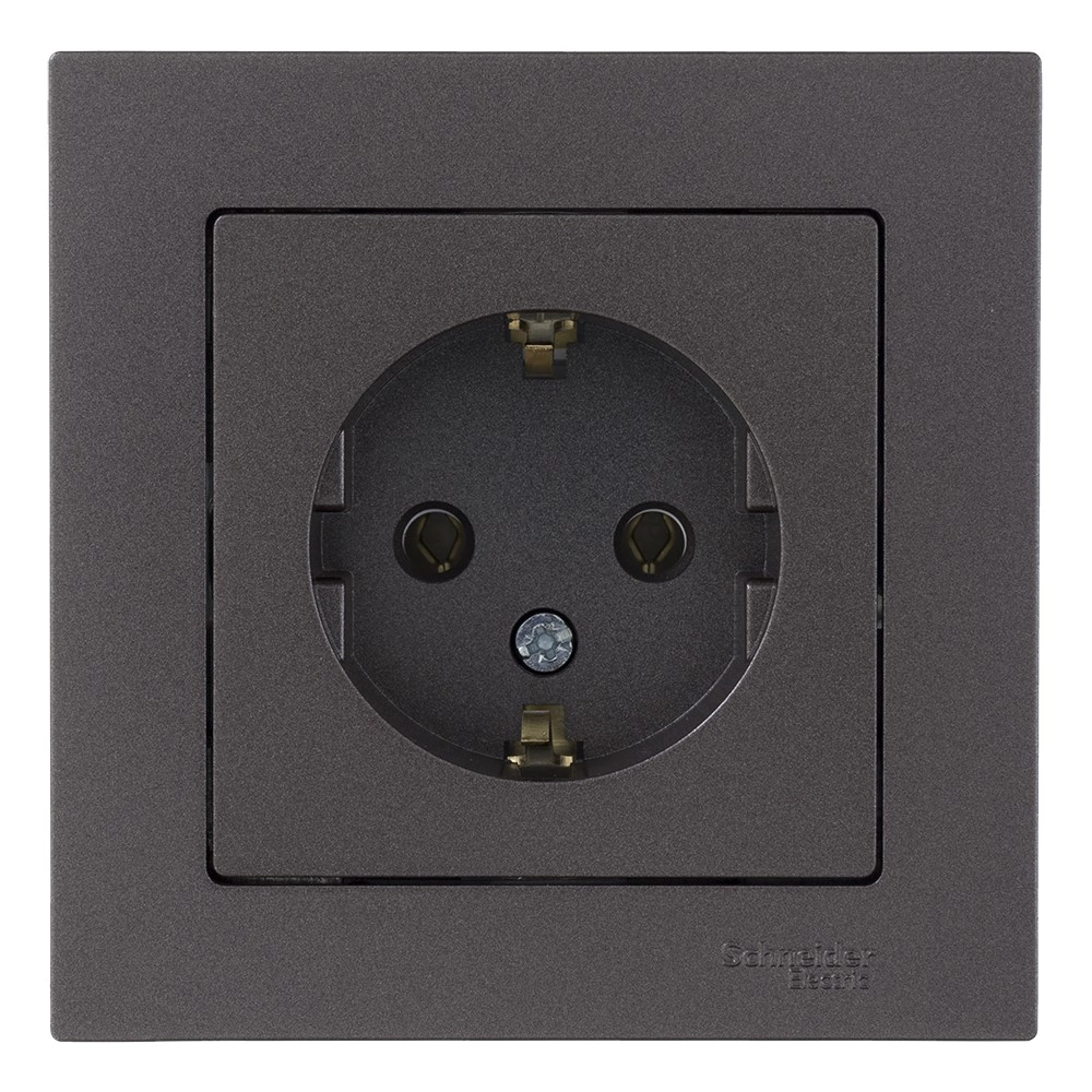 Розетка SE Атлас Дизайн с заземлением без рамки мокко