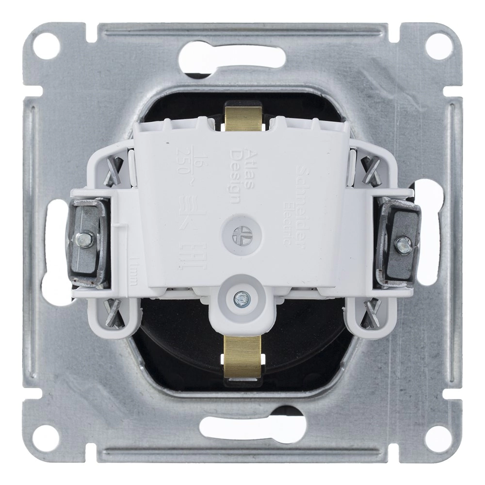 Розетка SE Атлас Дизайн с заземлением со шторками без рамки мокко