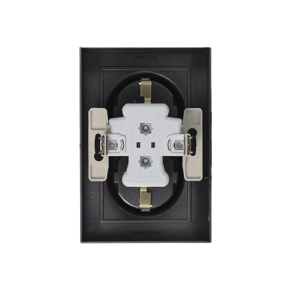 Розетка двойная SE Атлас Дизайн с заземлением с рамкой мокко
