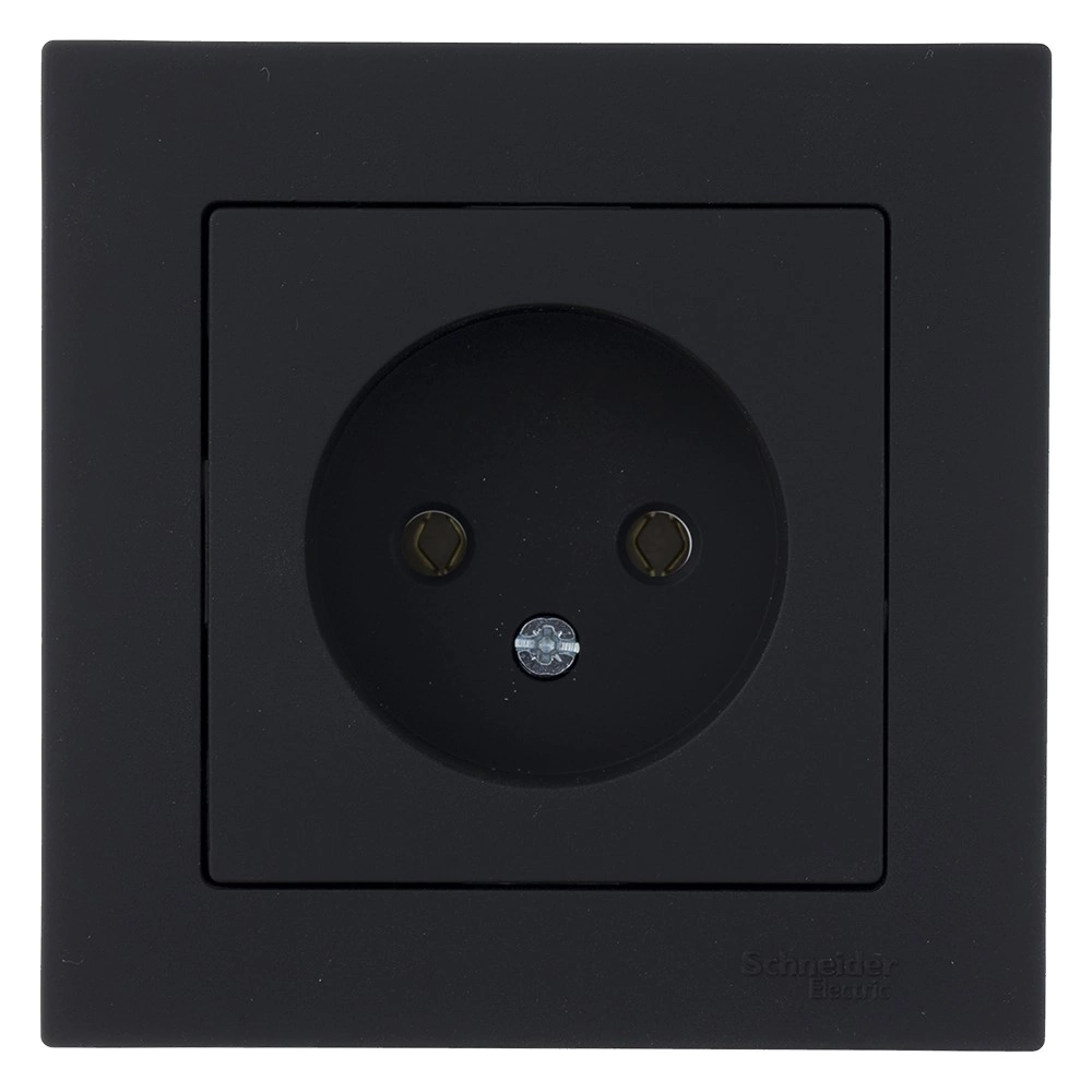 Розетка SE Атлас Дизайн без заземления без рамки карбон