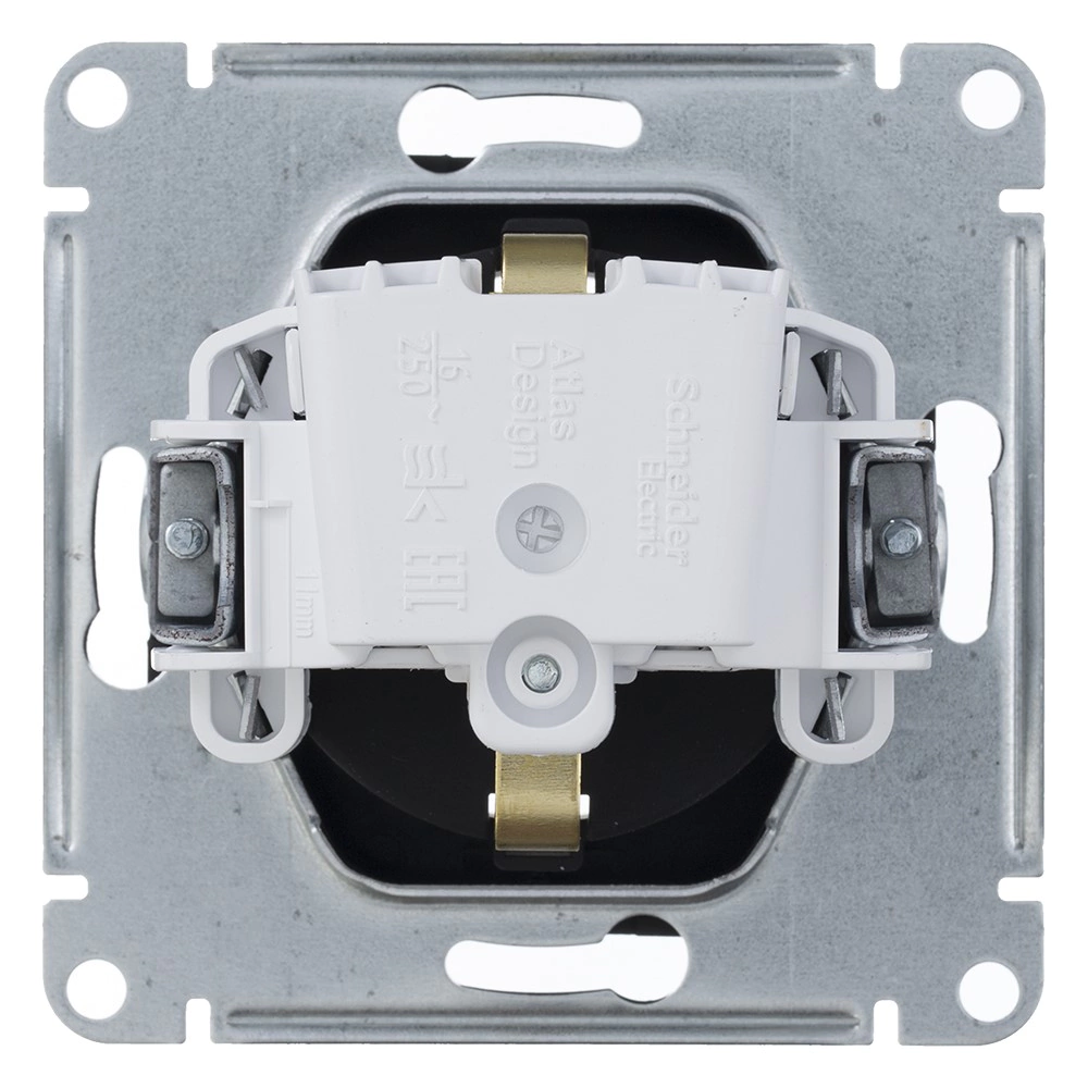 Розетка SE Атлас Дизайн с заземлением со шторками без рамки карбон