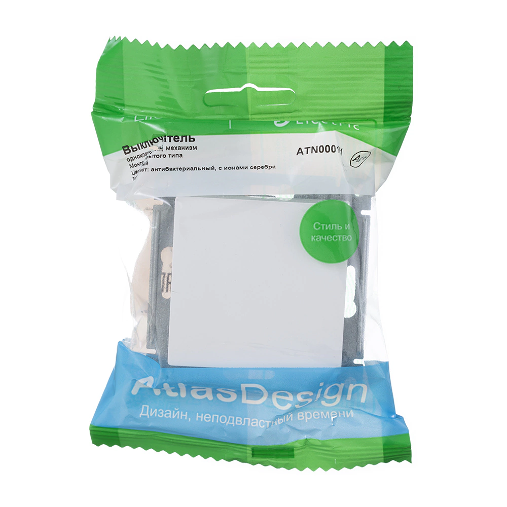 Выключатель одноклавишный SE Атлас Дизайн без рамки белый