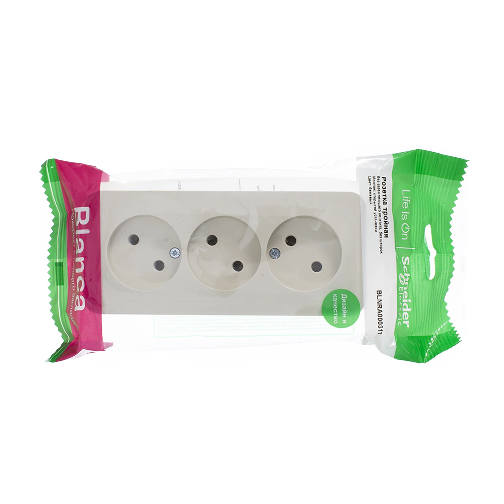 Розетка тройная Systeme Electric Бланка без заземления бежевая