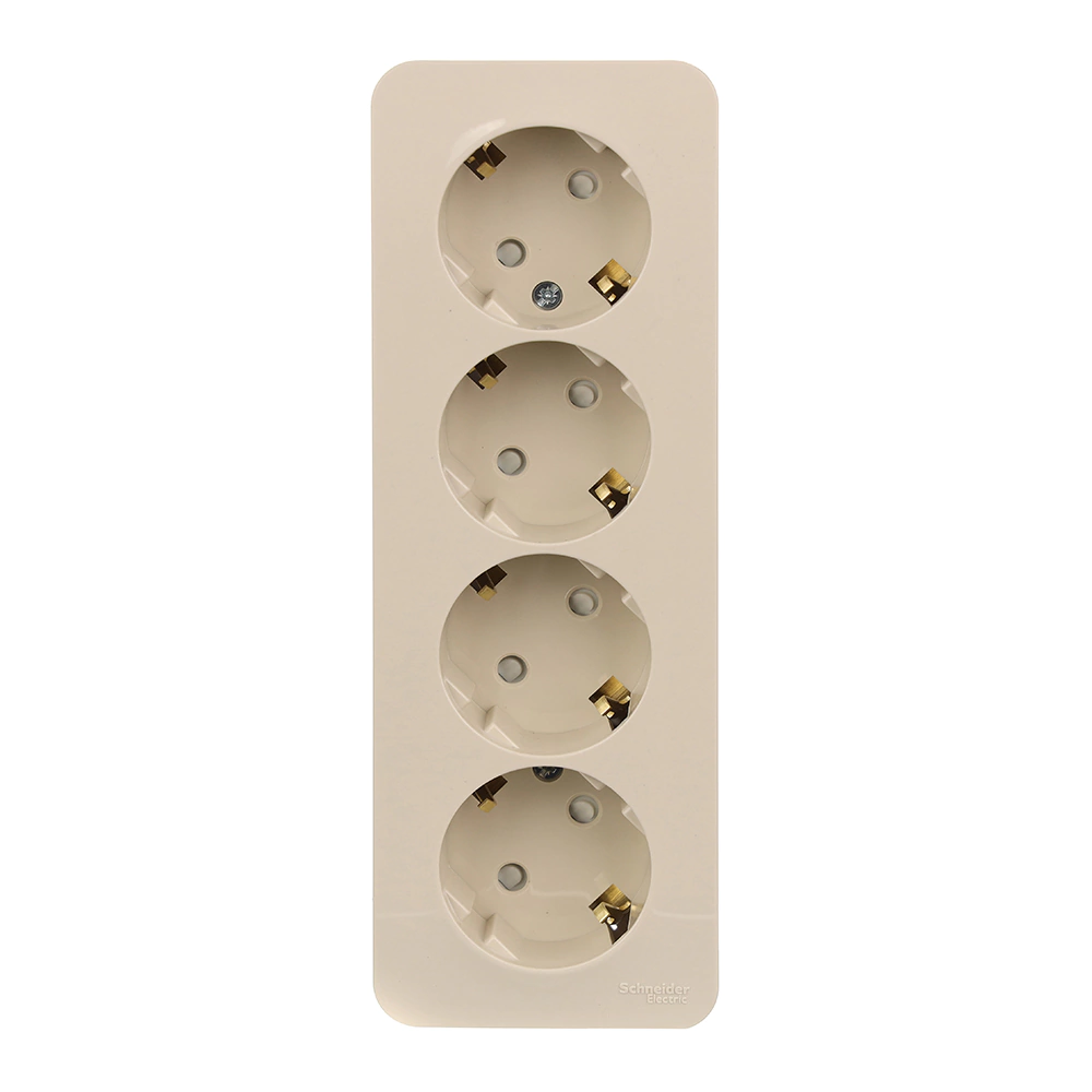 Розетка четырехместная Systeme Electric Бланка с заземлением бежевая