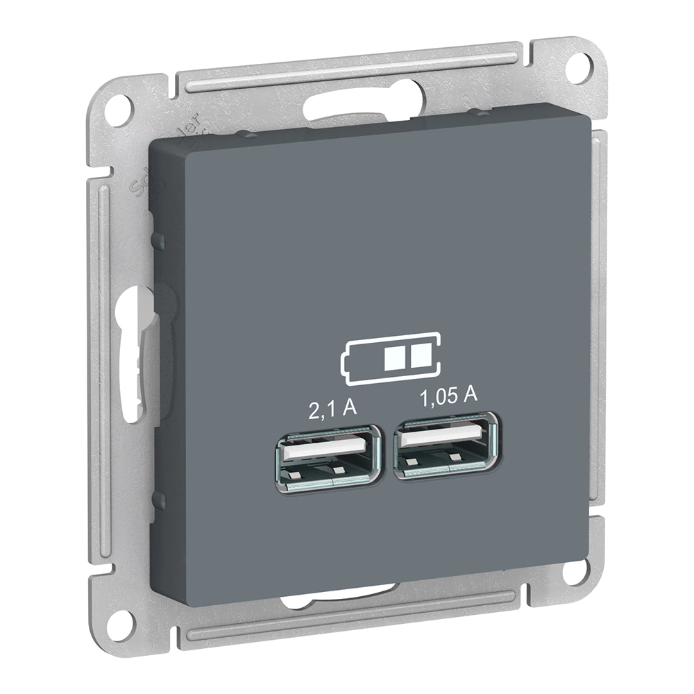 Розетка USB двойная Schneider Атлас Дизайн грифель без рамки