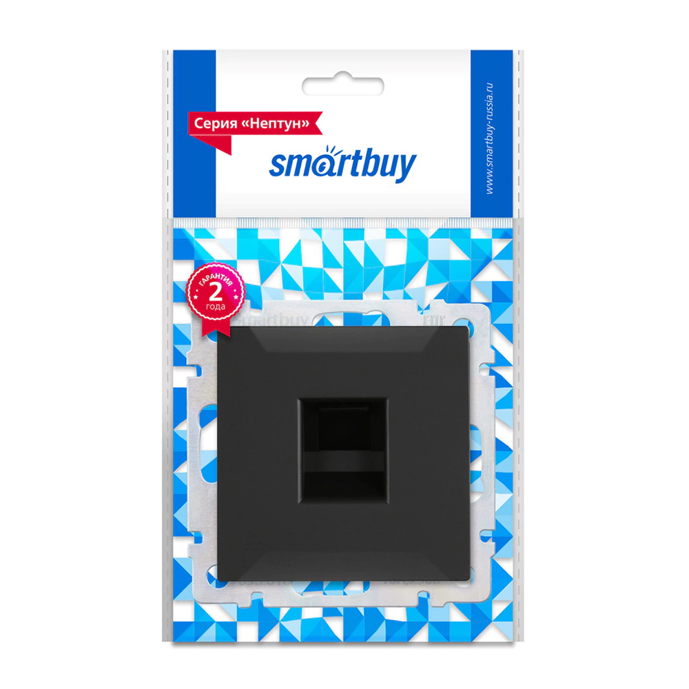 Розетка компьютерная RJ45 Smartbuy Нептун без рамки черная