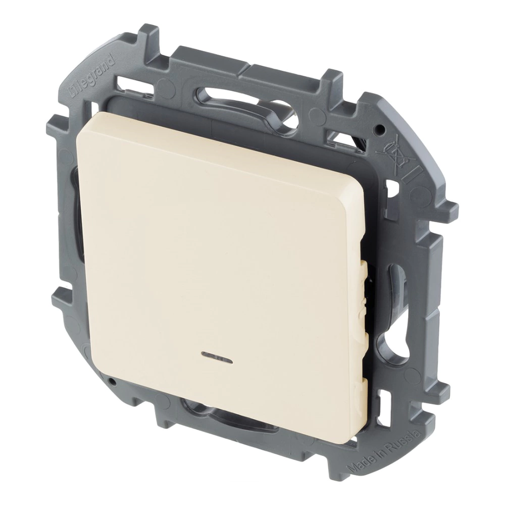 Выключатель проходной Legrand/Daccord Инспирия без рамки с подсветкой слоновая кость