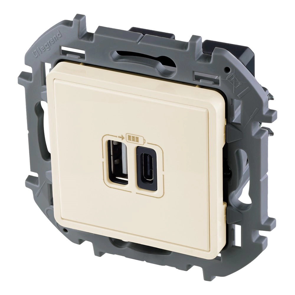 Розетка USB Legrand/Daccord Инспирия двойная TypeA + TypeC без рамки слоновая кость
