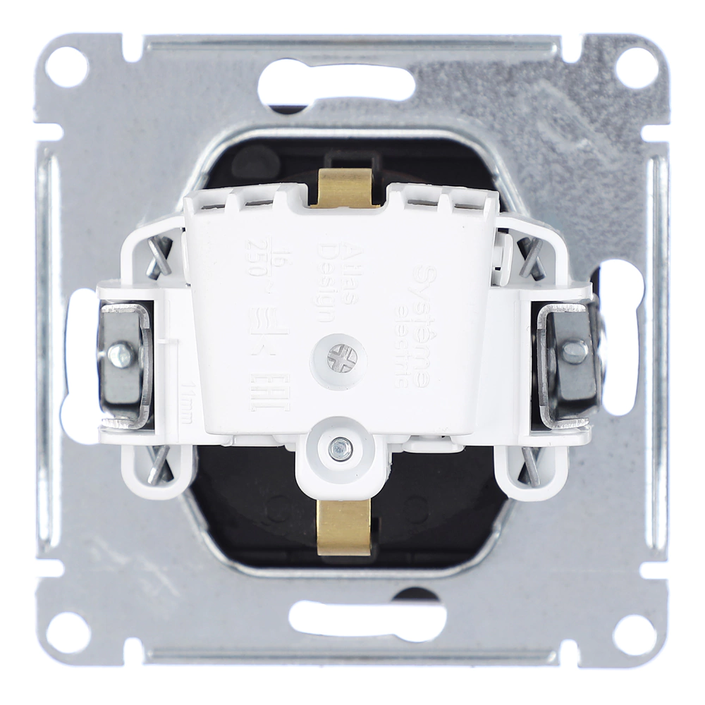 Розетка SE Атлас Дизайн с заземлением с крышкой без рамки мокко