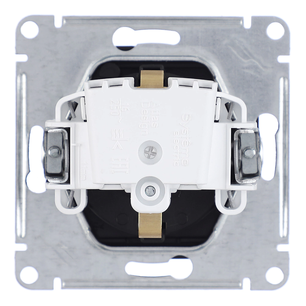 Розетка SE Атлас Дизайн с заземлением с крышкой без рамки карбон