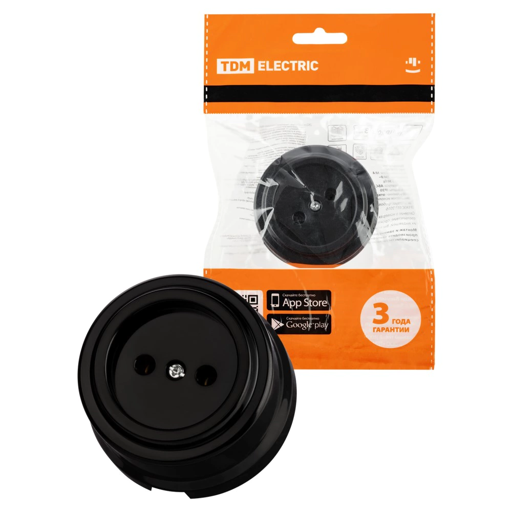 Розетка TDM ELECTRIC Виви без заземления черная