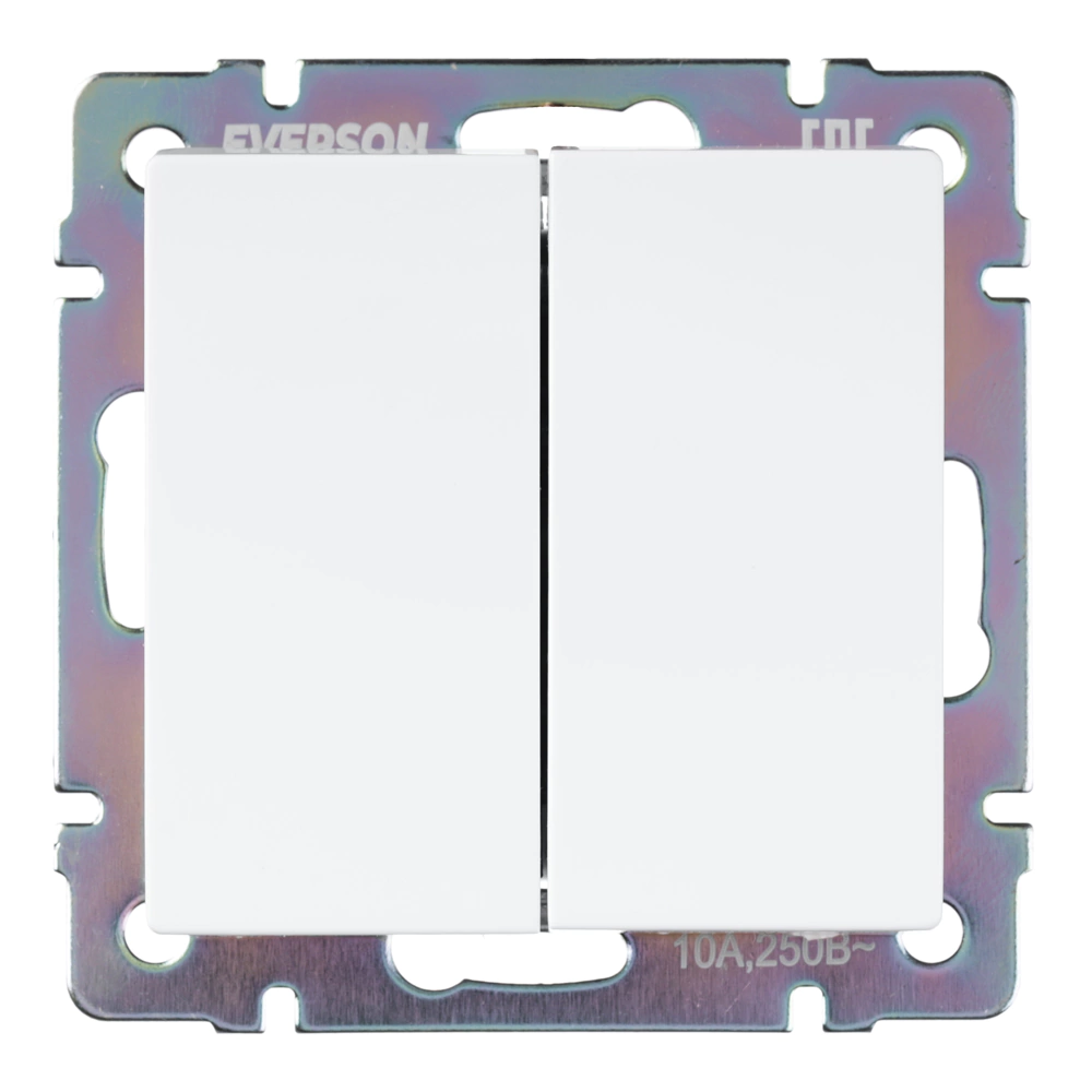 Выключатель двухклавишный ONVOLT/EVERSON Кватро без рамки белый