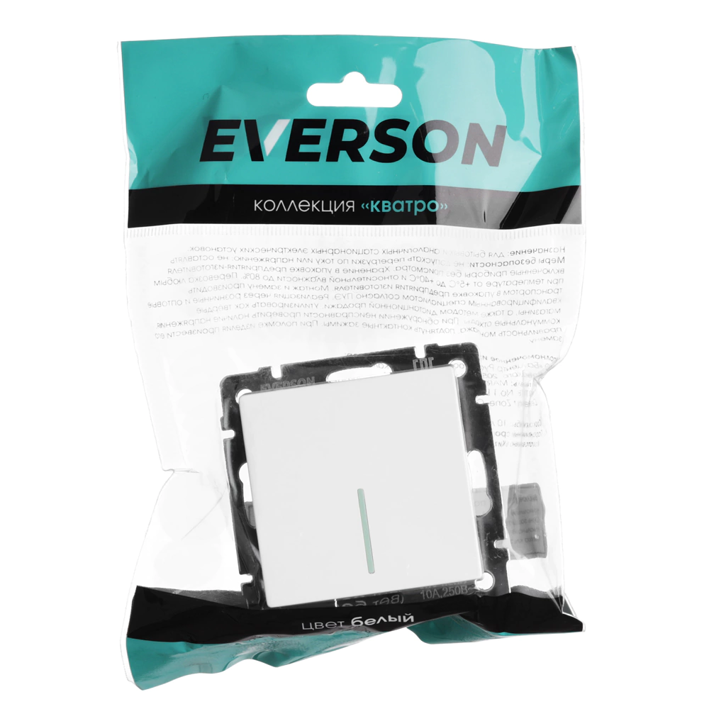 Выключатель с подсветкой ONVOLT/EVERSON Кватро без рамки белый
