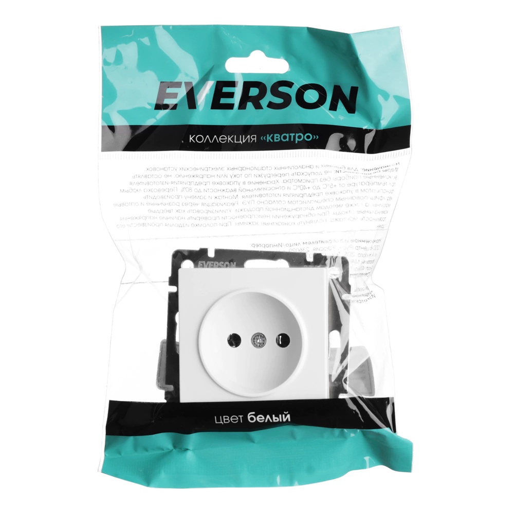 Розетка ONVOLT/EVERSON Кватро без заземления без рамки белая
