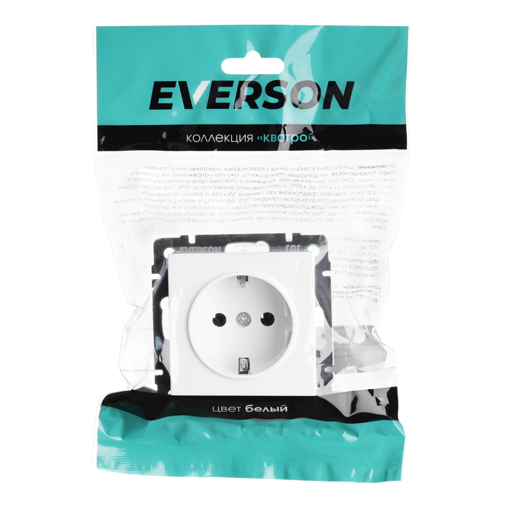 Розетка ONVOLT/EVERSON Кватро с заземлением без рамки белая