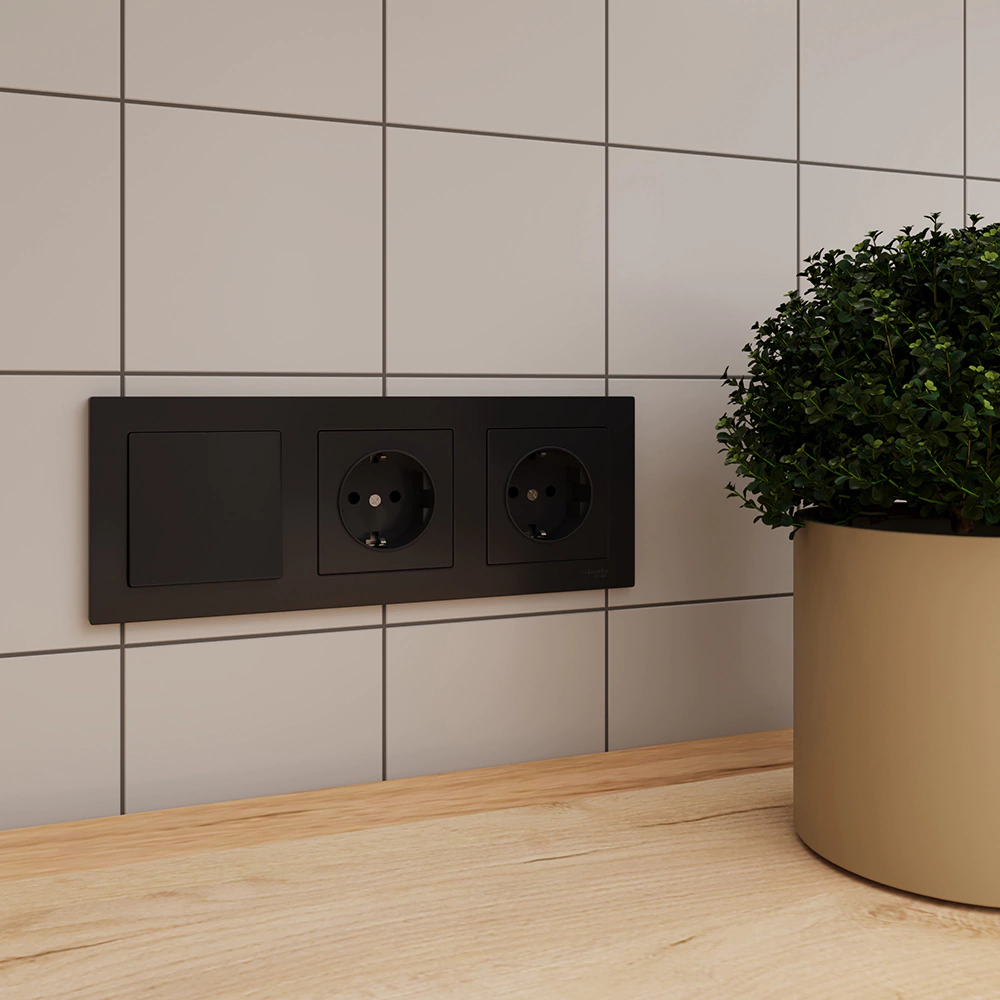 Выключатель ONVOLT/EVERSON Кватро без рамки черный