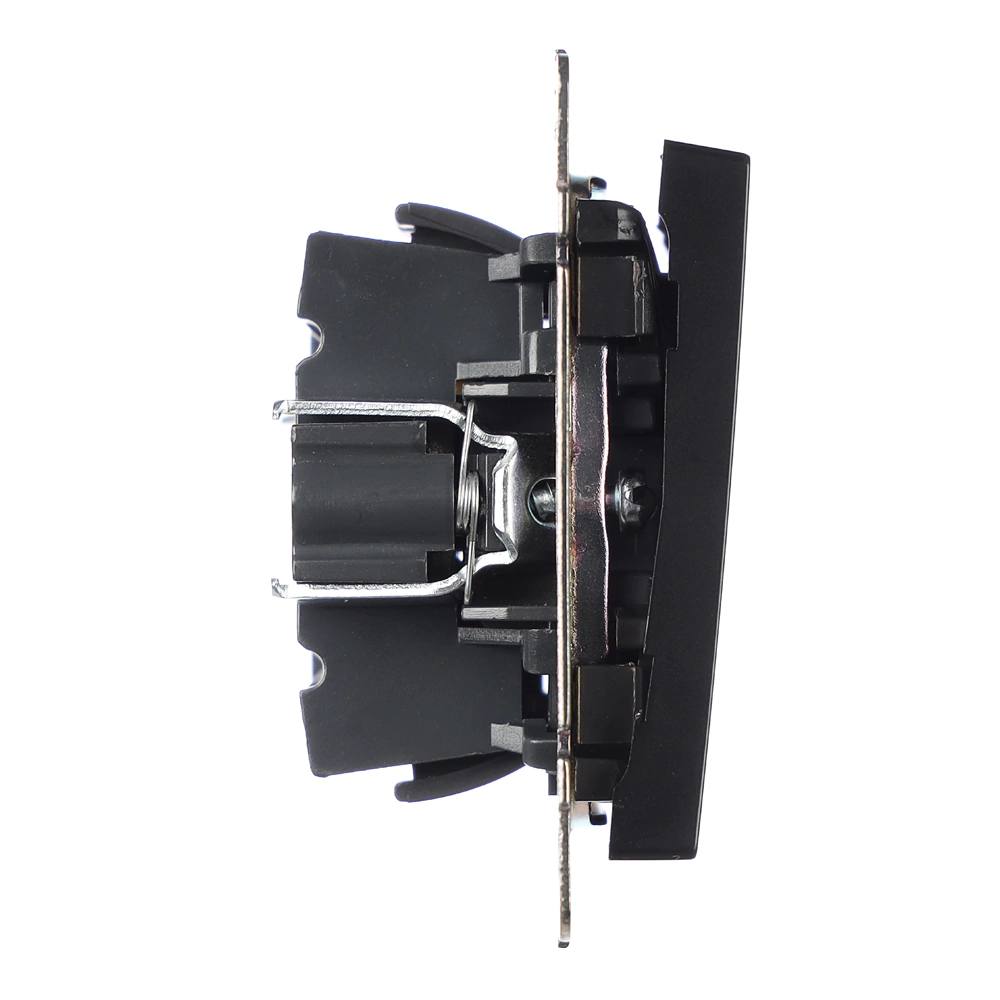 Выключатель двухклавишный ONVOLT/EVERSON Кватро без рамки черный