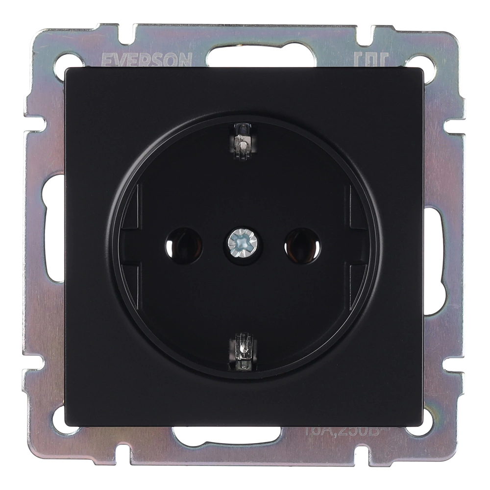 Розетка ONVOLT/EVERSON Кватро с заземлением без рамки черная