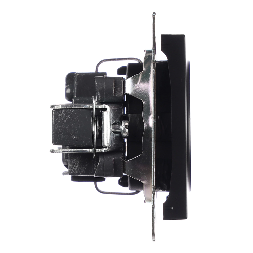 Розетка ONVOLT/EVERSON Кватро с заземлением без рамки черная