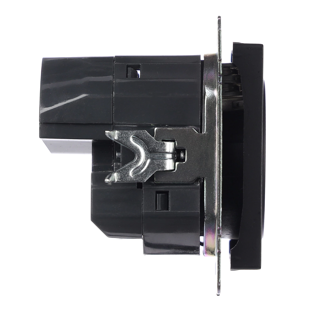 Розетка +2USB ONVOLT/EVERSON Кватро с заземлением без рамки черная