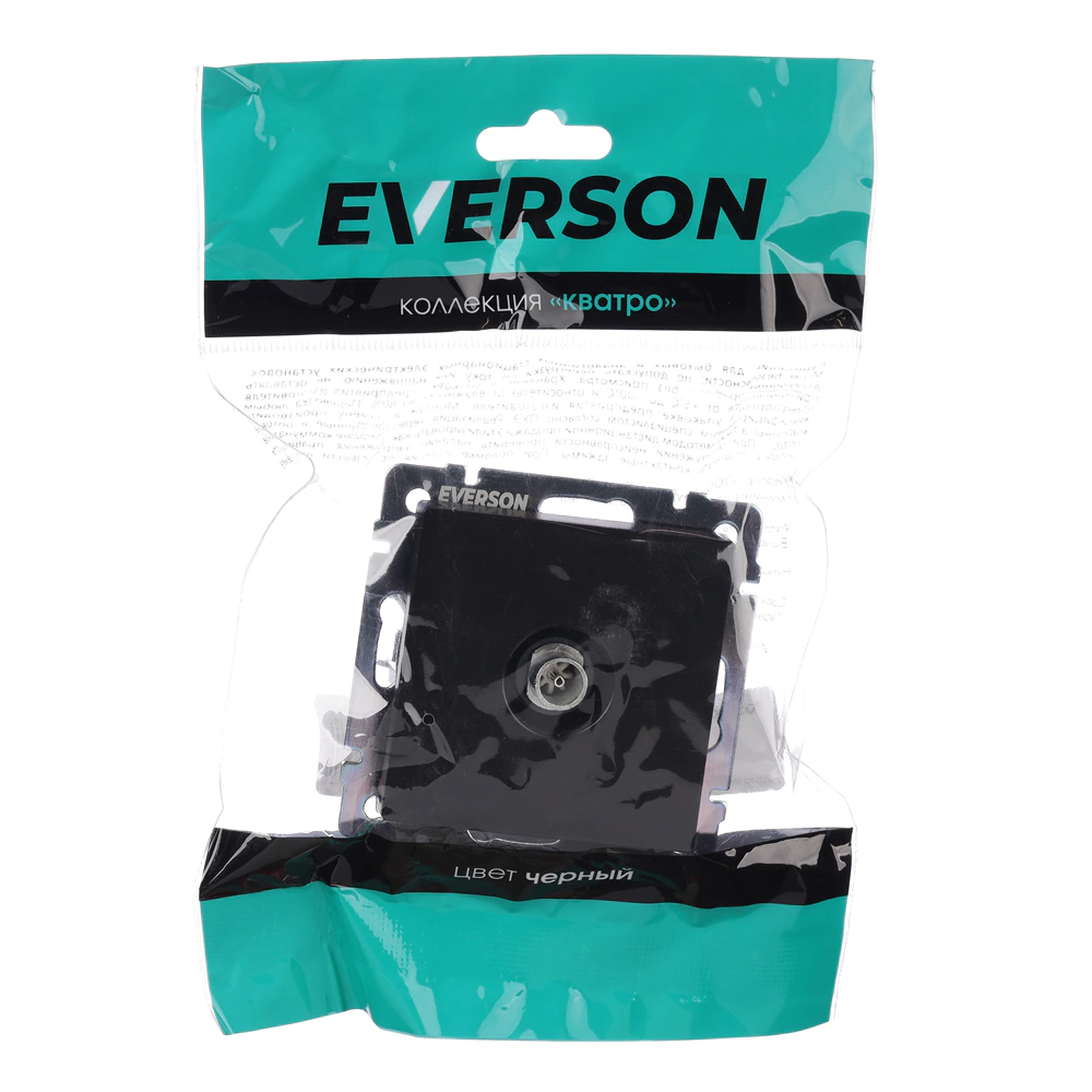 Розетка ТВ ONVOLT/EVERSON Кватро без рамки черная