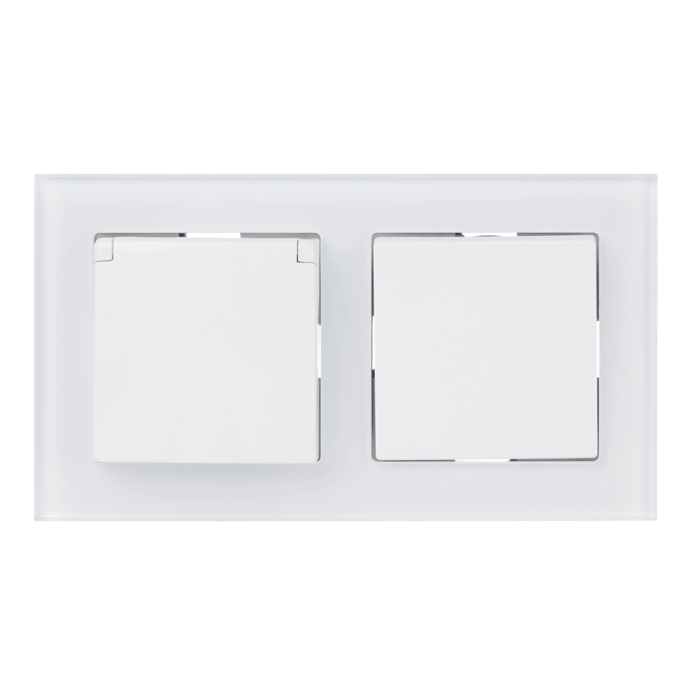 Рамка ONVOLT/EVERSON Кватро стекло 2 поста белая