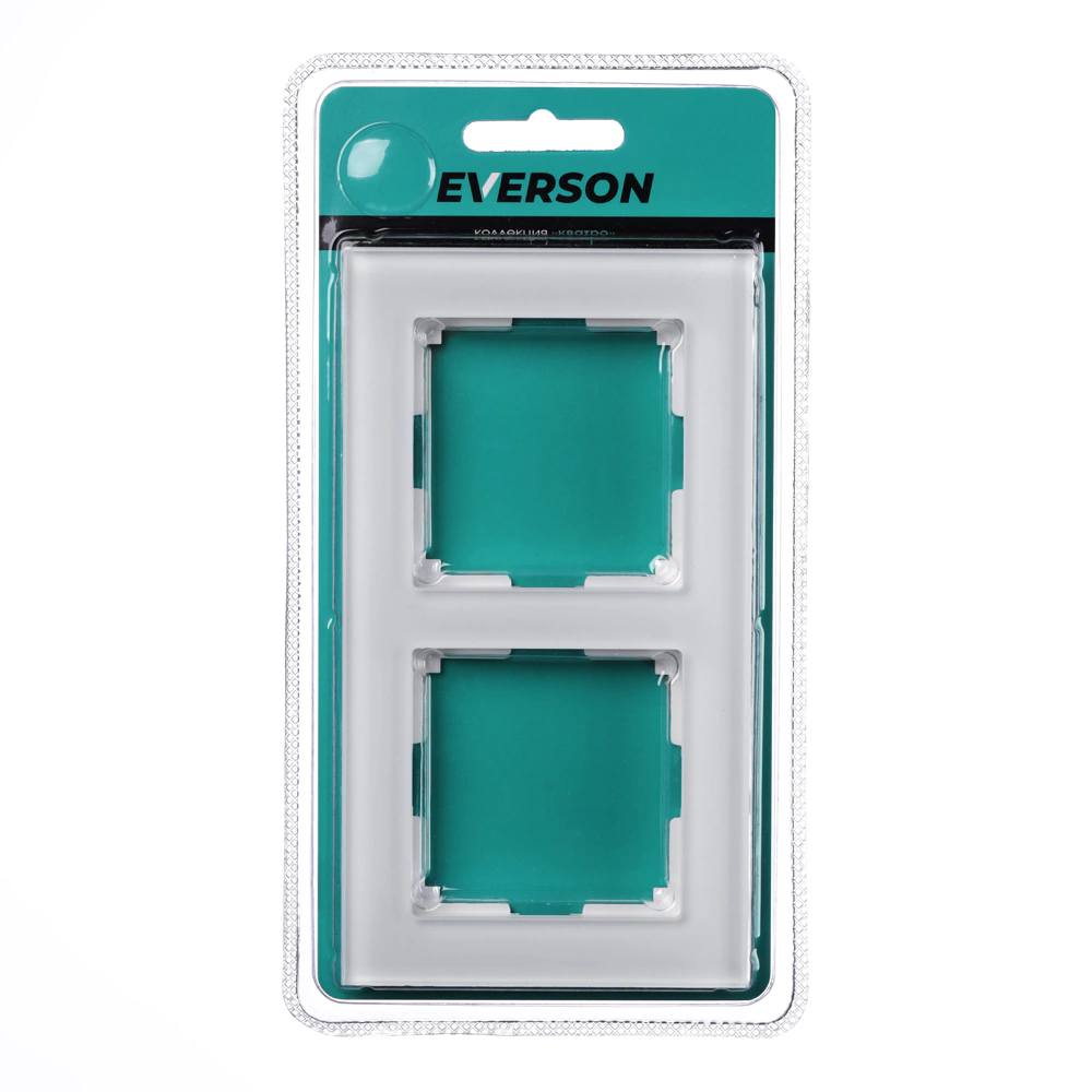 Рамка ONVOLT/EVERSON Кватро стекло 2 поста белая