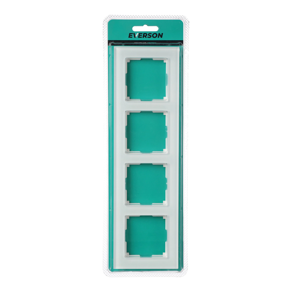 Рамка ONVOLT/EVERSON Кватро стекло 4 поста белая