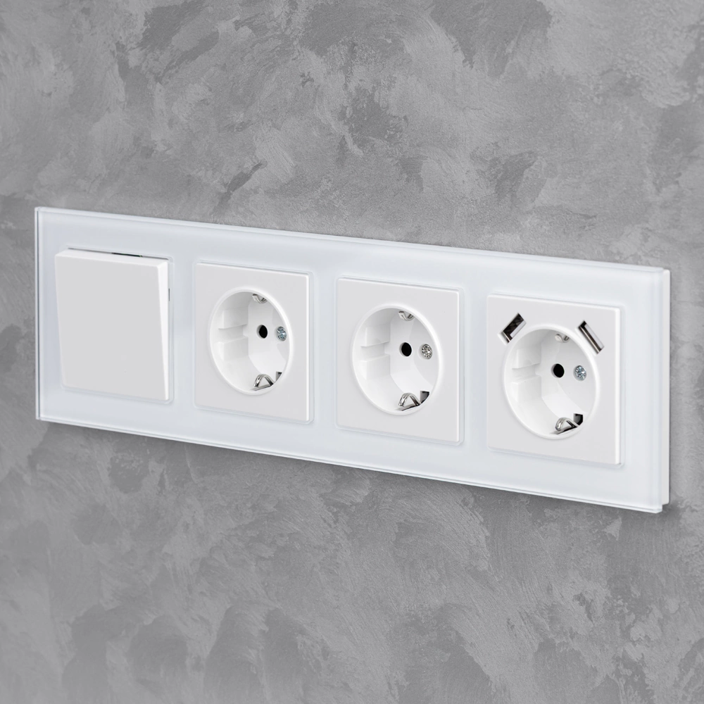 Рамка ONVOLT/EVERSON Кватро стекло 4 поста белая