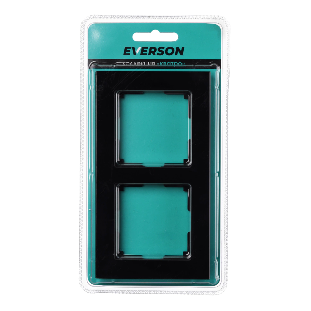 Рамка ONVOLT/EVERSON Кватро стекло 2 поста черная