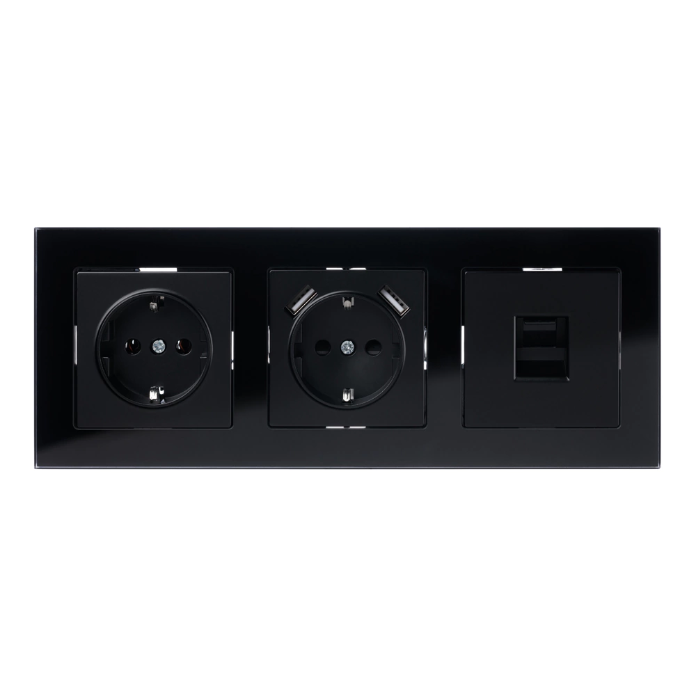 Рамка ONVOLT/EVERSON Кватро стекло 3 поста черная