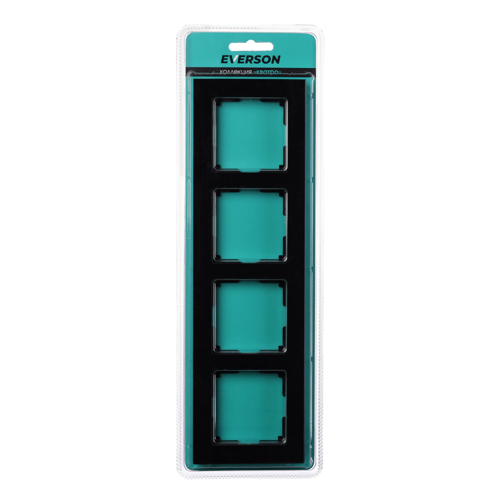 Рамка ONVOLT/EVERSON Кватро стекло 4 поста черная