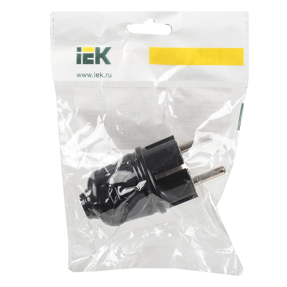 Вилка с заземлением черная IEK