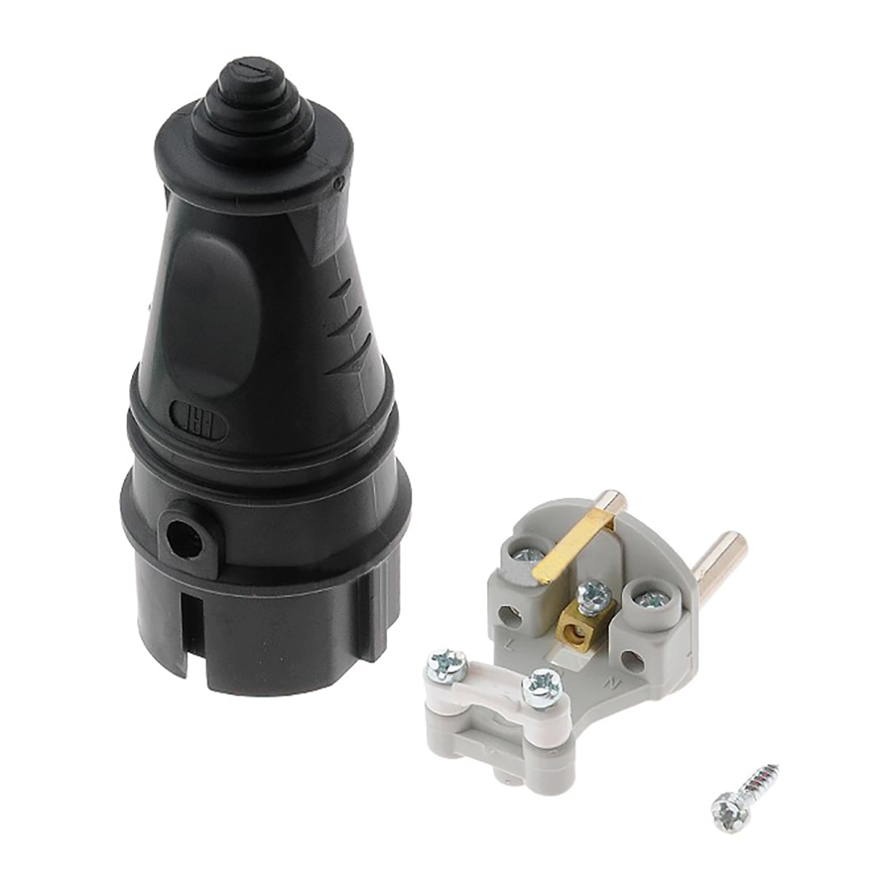 Вилка Systeme Electric с заземлением каучук прямая IP44