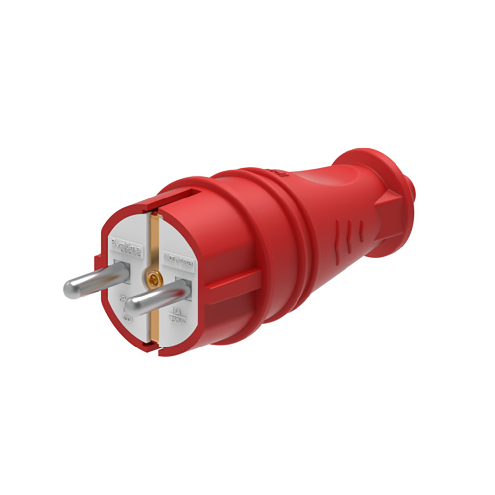 Systeme Electric Вилка Systeme Electric с заземлением каучуковая прямая IP44 красная
