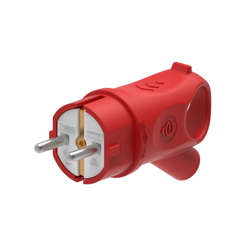Systeme Electric Вилка Systeme Electric с заземлением каучуковая угловая IP44 красная