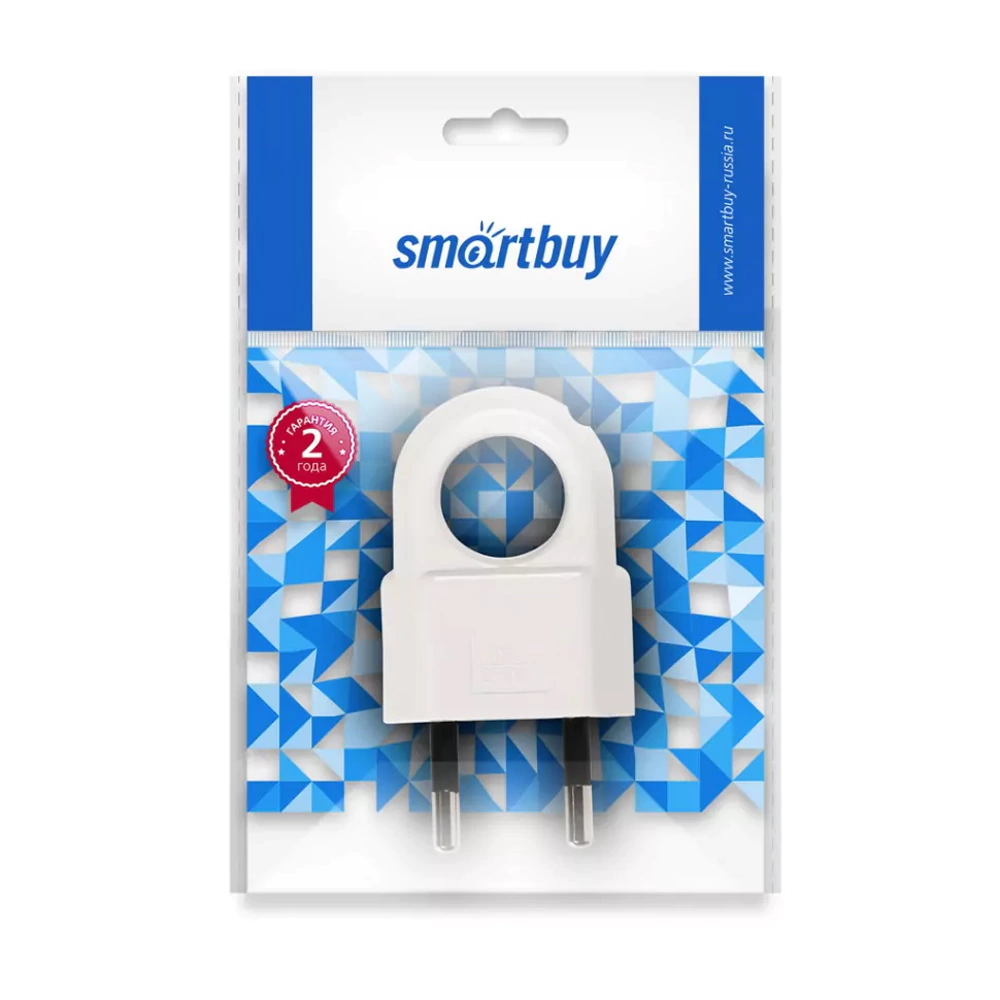 Вилка без заземления плоская 6 А Smartbuy